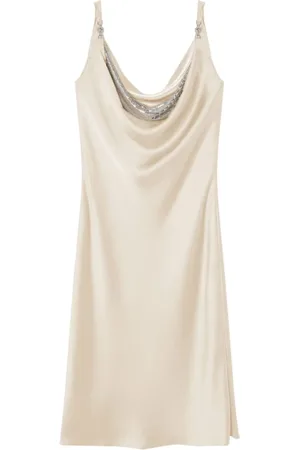 VERSACE Kjole, Dame, , XS, Satin, Satin Slip Kjole Krystal Prydet
