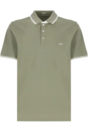 FAY Top, Herre, Grøn, L, Bomuld, Grøn Polo Skjorte med Logo Broderi