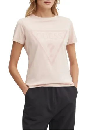 Guess Top, Dame, Lyserød, M, Bomuld, Adele SS CN TEE Bomuld T-shirt