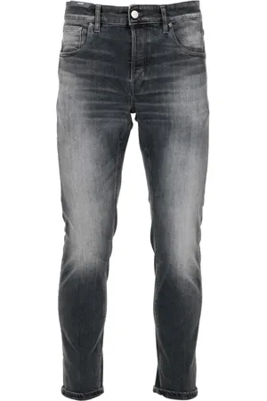 PT Torino Jeans, Herre, Grå, W32, Bomuld, Denim Jeans Tapered Fit Elastisk Bomuld