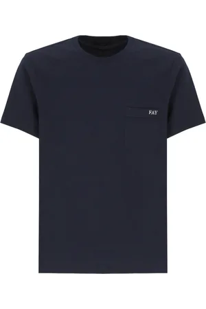FAY Top, Herre, Blå, M, Bomuld, Blå Bomuldst-shirt med Lomme