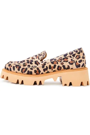 CESARE GASPARI Sko, Dame, Brun, 39 EU, Chunky Platform Loafers - Leopard