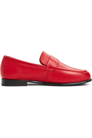 CESARE GASPARI Sko, Dame, Rød, 37 EU, Læder, Læderblokhælede loafers Abigail - Rød