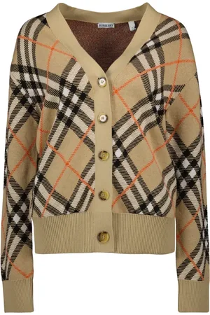 Burberry Strik, Dame, Flerfarvet, M, Uld, Ternede Cardigan med V-hals