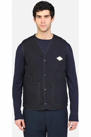 Replay Jakke, Herre, Blå, XL, Vest med knaplukning og forlommer