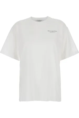 Serafini Top, Dame, Hvid, M, Bomuld, Hvid T-shirt med Maxi Logo Print