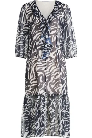 Betty & Co Kjole, Dame, Blå, 2XL, Uld, Wrap kjole med V-udskæring