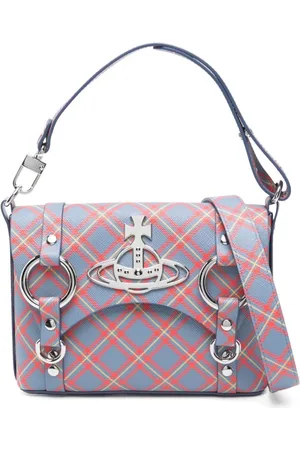 Vivienne Westwood Taske, Dame, Flerfarvet, ONE SIZE, Uld, Stål Blå Foldover Skuldertaske
