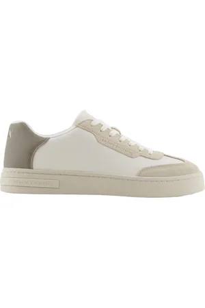 Armani Exchange Sko, Herre, Hvid, 42 EU, Læder, Hvide lave sneakers med kontrastindsatser