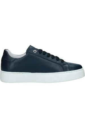 Exton Sko, Herre, Blå, 43 EU, Læder, Blå Læder Sneaker med Elegance