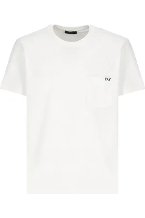 FAY Top, Herre, Hvid, XL, Bomuld, Hvid Bomulds T-shirt med Brystlomme