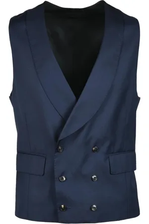 GABRIELE PASINI Jakkesæt, Herre, Blå, L, Uld, Uld Gilet Vest