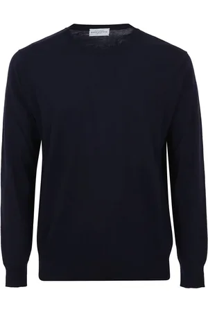 BALLANTYNE Strik, Herre, Blå, 3XL, Bomuld, Navy Rund Hals Pullover