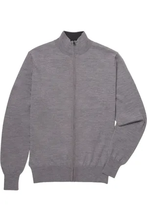 Brooks Brothers Strik, Herre, Grå, M, Uld, Merino Uld Zip-Up Cardigan