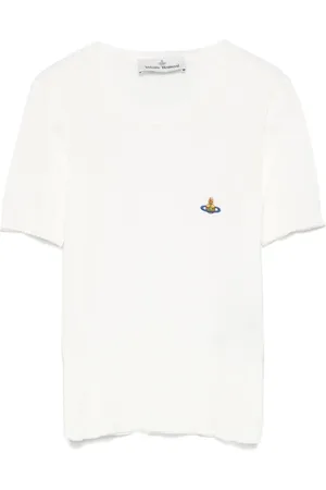 Vivienne Westwood Top, Dame, Hvid, M, Hvid Top med Signatur Orb Logo