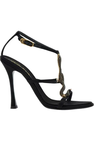 Roberto Cavalli Sko, Dame, Sort, 39 EU, Satin, Smaragd Juvel Stilet Sandaler
