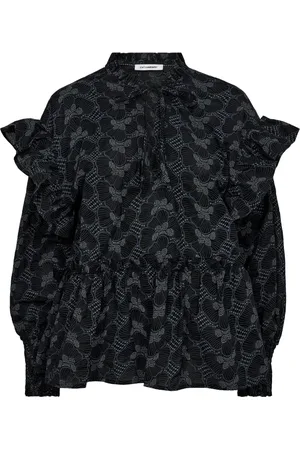 Co`Couture Bluser & Skjorter, Dame, Sort, S, Feminin Frill Bluse Sort