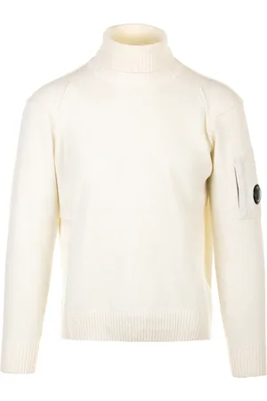 C.P. Company Strik, Herre, Hvid, XL, Uld, Lambswool Roll Neck Strik