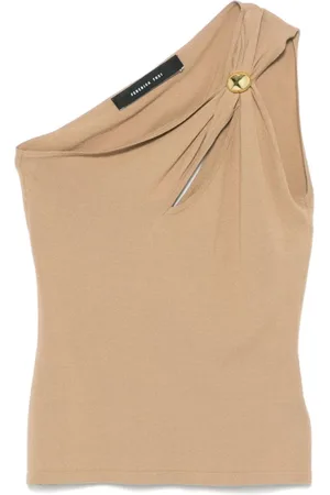 FEDERICA TOSI Top, Dame, Brun, S, Uld, Stilfuld Top med Unik Stil
