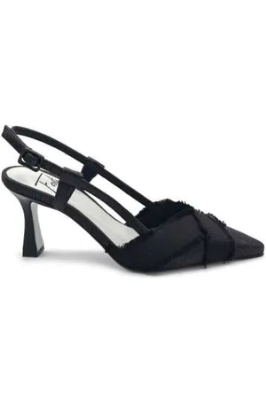 ROBERTO FESTA Sko, Dame, Sort, 39 EU, Tweed, Sort Tweed Slingback med Lærdetaljer