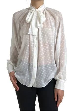 Dolce & Gabbana Bluser & Skjorter, Dame, Hvid, S, Uld, Silkebluse med prikker