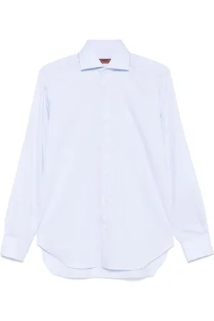 BARBA Skjorte, Herre, Blå, 2XL, Uld, Klar Blåternet Skjorte Stilfuld