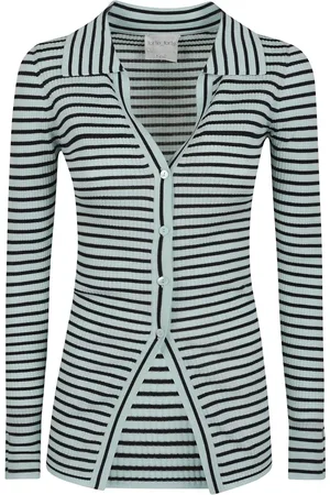 FORTE FORTE Strik, Dame, Flerfarvet, S, Ribbet Polo Cardigan i Superfin Merino