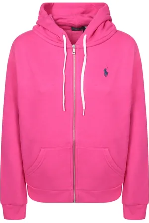 Ralph Lauren Sweathshirts & Hoodies, Dame, Lyserød, S, Bomuld, Fuchsia hættetrøje med lynlås