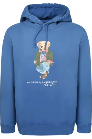 Ralph Lauren Sweathshirts & Hoodies, Herre, Blå, M, Bomuld, Blå Bjørn Hættetrøje Sweatshirt