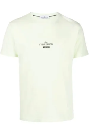 Stone Island Top, Herre, Hvid, S, Bomuld, Archivio Grøn Bomuld T-Shirt