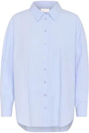 My Essential Wardrobe Bluser & Skjorter, Dame, Blå, 3XL, Bomuld, Blå Box Skjorte Sunnamw Stil