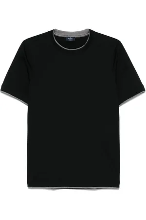 BARBA Top, Herre, Sort, M, Bomuld, Sort bomuldst-shirt med rund hals