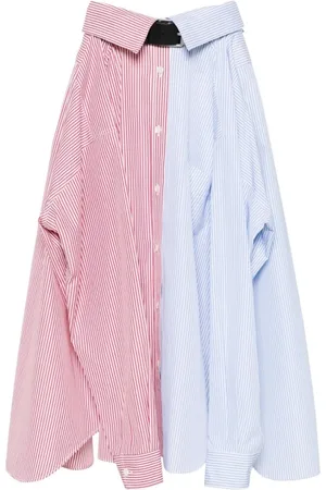 Moschino Nederdel, Dame, Flerfarvet, 2XS, Lys Blå Knappet Nederdel