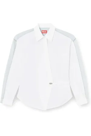 Diesel Bluser & Skjorter, Dame, Hvid, XS, Bomuld, Deconstructed Wrap Skjorte i Hvid