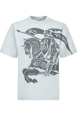 Burberry Top, Herre, Grå, XS, Bomuld, Equestrian Grafisk T-shirt med korte ærmer