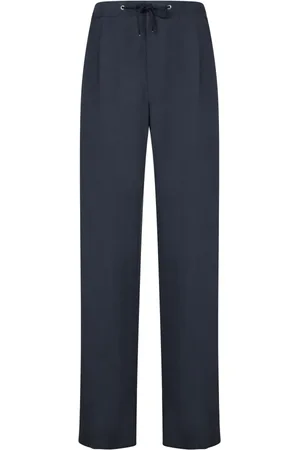 Giorgio Armani Bukser, Herre, Blå, M, Linned, Blå Linned Elastiske Brede Bukser