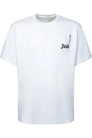 J.W.Anderson Top, Herre, Hvid, S, Uld, Stilfuldt Logo Kortærmet T-shirt
