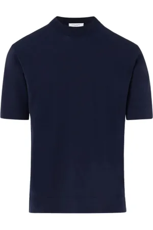 Paolo Pecora Strik, Herre, Blå, 2XL, Bomuld, Marineblå Kortærmet Sweater