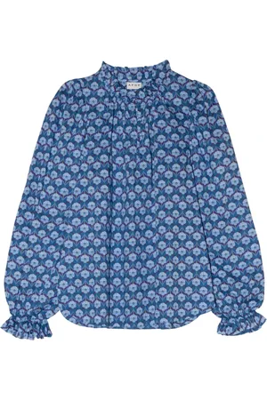 Apof Bluser & Skjorter, Dame, Blå, XS, Bomuld, Annabella Liberty Bomuld Skjorte