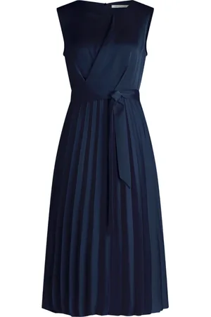 Betty & Co Kjole, Dame, Blå, 2XL, Chiffon, Chiffon kjole med plissering
