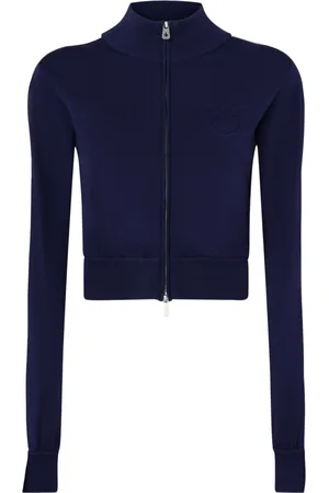 Pinko Sweathshirts & Hoodies, Dame, Blå, M, Uld, Blå Love Birds Cropped Sweater