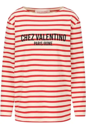 VALENTINO GARAVANI Top, Dame, Rød, XL, Bomuld, Afslappet bomuldst-shirt med unikt design