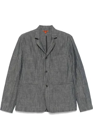 BARENA Jakke, Herre, Grå, L, Bomuld, Grå Linned Bomuld Blazer Jakke