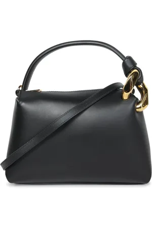 J.W.Anderson Taske, Dame, Sort, ONE SIZE, Uld, Elegant sort lædertaske med gulddetaljer