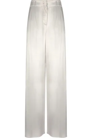 Giorgio Armani Bukser, Dame, Grå, M, Elegant Wide-Leg Bukser