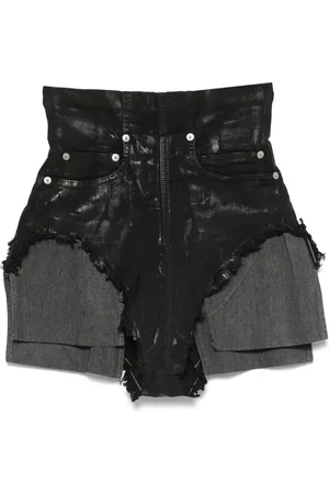Rick Owens Shorts, Dame, Sort, XS, Denim, Sort Denim High Waist Shorts