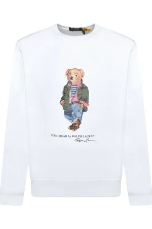 Ralph Lauren Sweathshirts & Hoodies, Herre, Hvid, M, Bomuld, Hvid Bomuld Teddy Bear Sweatshirt