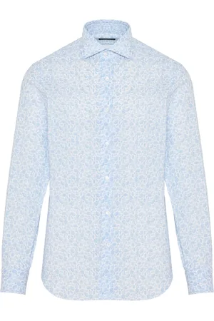 BARBA Skjorte, Herre, Blå, 3XL, Bomuld, Italiensk bomuldsskjorte, 100% bomuld