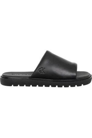 Calvin Klein Sko, Herre, Sort, 44 EU, Læder, Enkle Slides til Kvinder