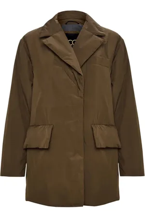 CESARE GASPARI Jakke, Dame, Brun, XL, Uld, Bæltet Quiltet Blazer - Brun